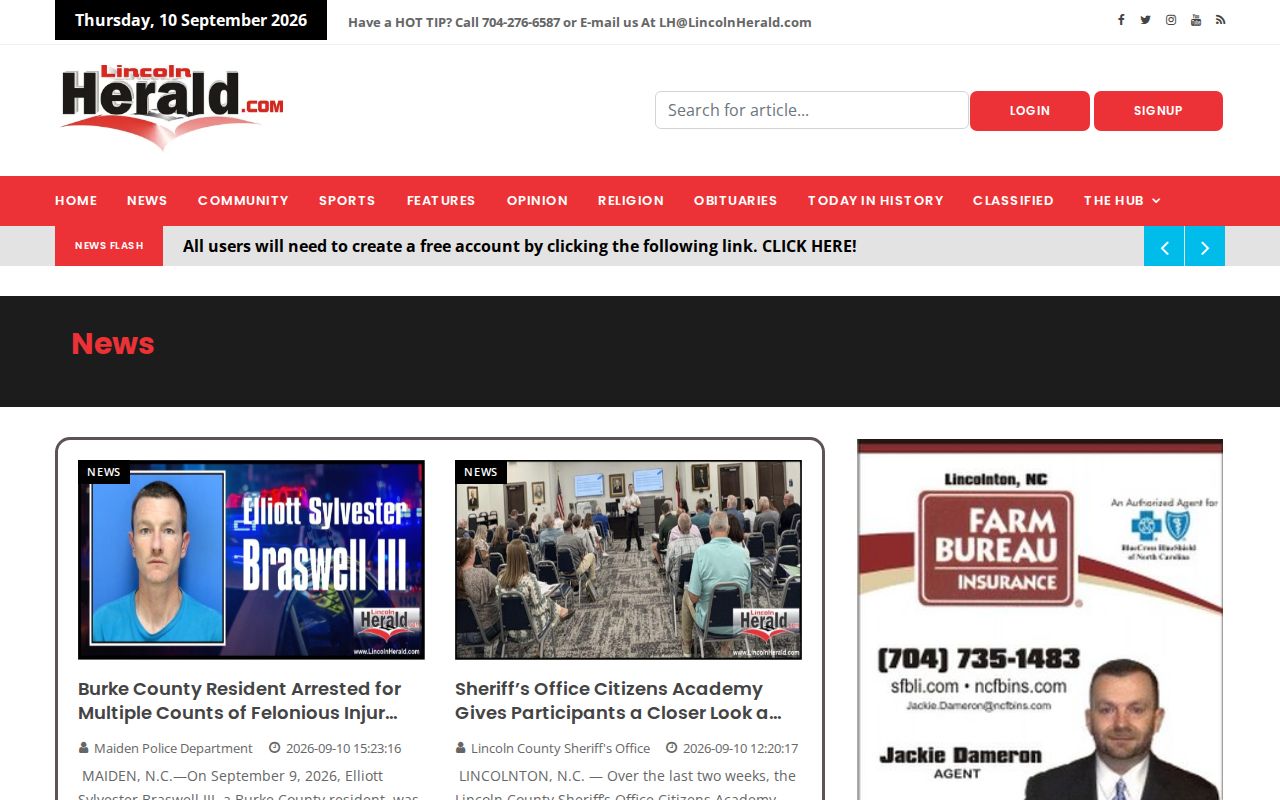 Lincoln Herald news coverage of Lincoln County arrest events